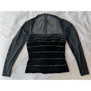 Tadashi Shoji Velvet Sheer Black Vintage Whimsigoth Romantic Renfair M